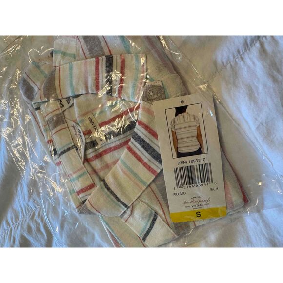 Weatherproof Vintage Linen Tie Top - Size Small, Rio Red Stripe - 215S - Picture 4 of 5